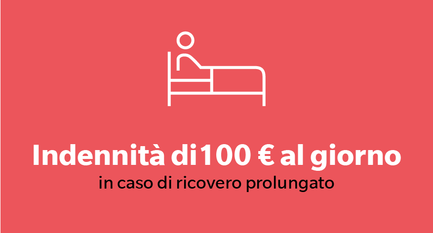 Indennità di 100 € al giorno in caso di ricovero prolungato